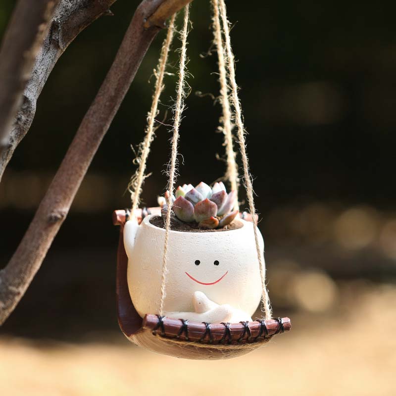🌼 Bedårande design · Full av helande vibbar🍊Söt svängbar blomkruka för suckulente