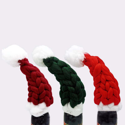 🍷 Handstickad tomtehatt för vinflaskor🎅
