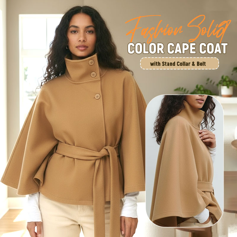 💥Höstrea💥🧥Modetäckande enfärgad kappa med ståkrage och bälte🍂