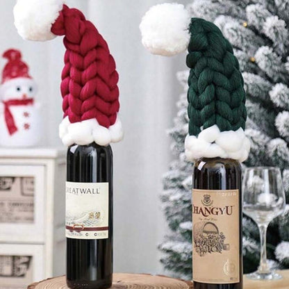 🍷 Handstickad tomtehatt för vinflaskor🎅