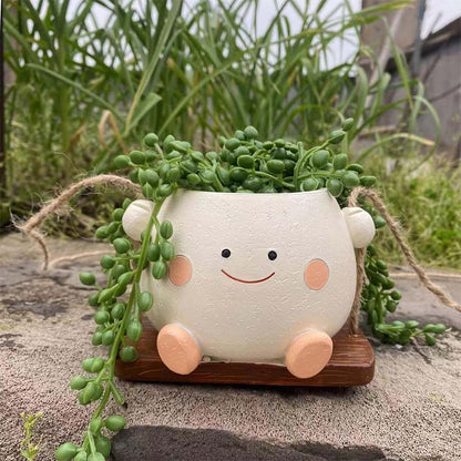 🌼 Bedårande design · Full av helande vibbar🍊Söt svängbar blomkruka för suckulente