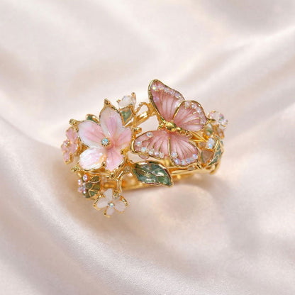 🦋Öppen ring med fjäril och blomma🌹
