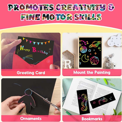 🌈Svart Färgglatt Skrapapper